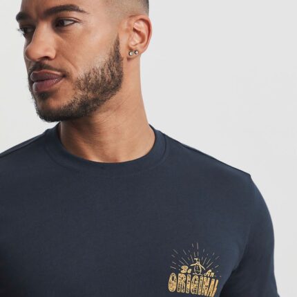 T-Shirt Original Penguin Motif Bleu Marine / Jaune – Image 2