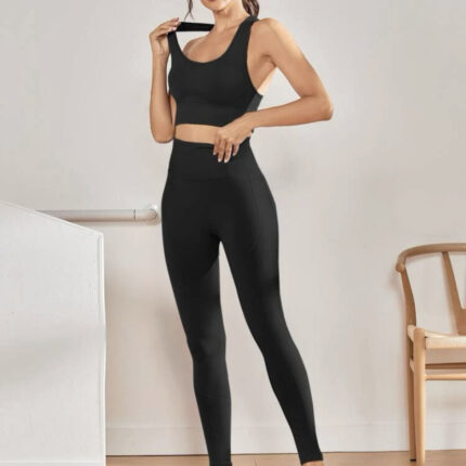 Brassière de sport sans couture & Legging / Noir – Image 3