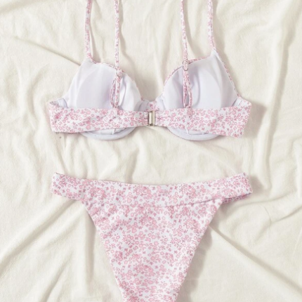 Bikini fleuri à armature / Rose Bonbon – Image 2