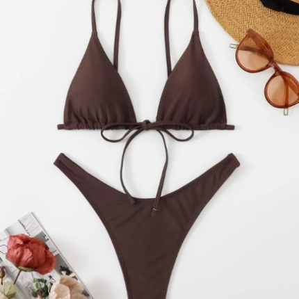 Bikini à nœud / Marron Foncé – Image 5