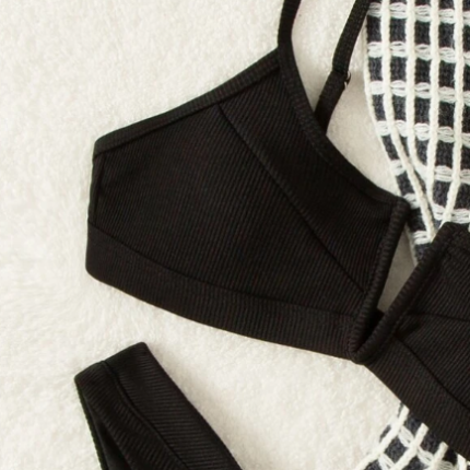 Bikini unicolore côtelé / Noir – Image 3