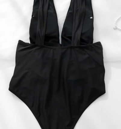 Maillot de bain une pièce unicolore à ruché – Image 2