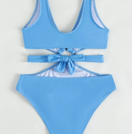 Maillot de bain une pièce découpe à lien anneau – Image 3