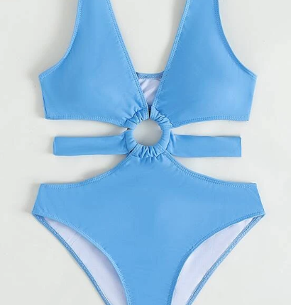 Maillot de bain une pièce découpe à lien anneau – Image 5