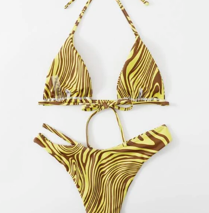 Bikini triangulaire ras-du-cou fluide découpe – Image 2
