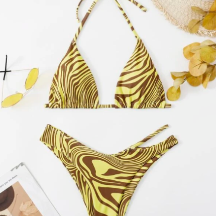 Bikini triangulaire ras-du-cou fluide découpe – Image 5