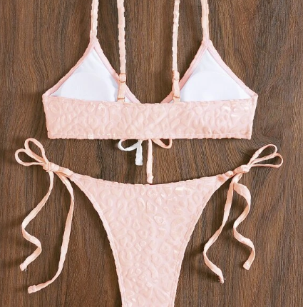 Set de bikinis pour femmes Sexy Léopard / Rose Pale – Image 3