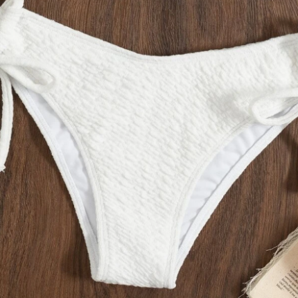 Bikini à anneau Bandeau à nœud /  Blanc – Image 3