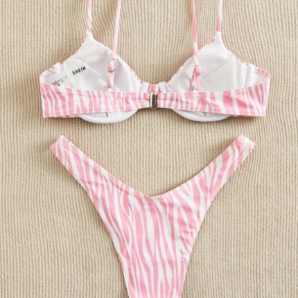 Bikini rayé zébré / Rose Pale – Image 2