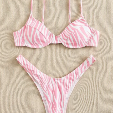 Bikini rayé zébré / Rose Pale – Image 3