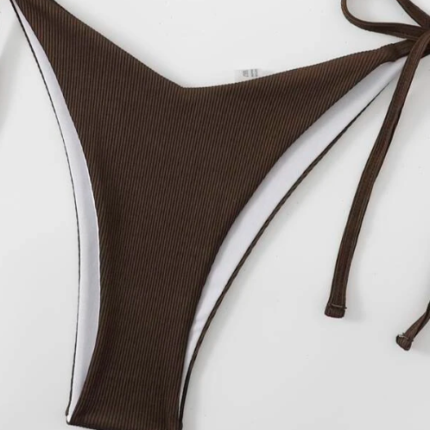 Bikini tanga à nœud Marron – Image 5