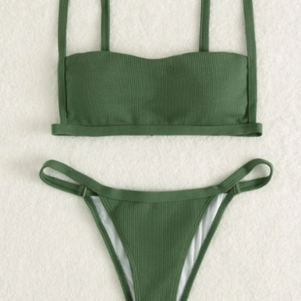 Bikini unicolore /  Vert Militaire – Image 2