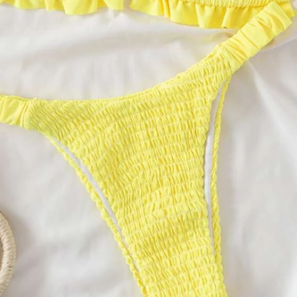 Bikini froncé à fronces / Jaune Citron – Image 3