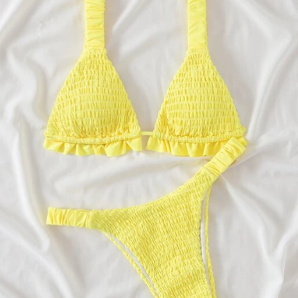 Bikini froncé à fronces / Jaune Citron – Image 4