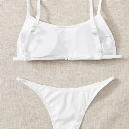Bikini côtelé unicolore / Blanc – Image 2