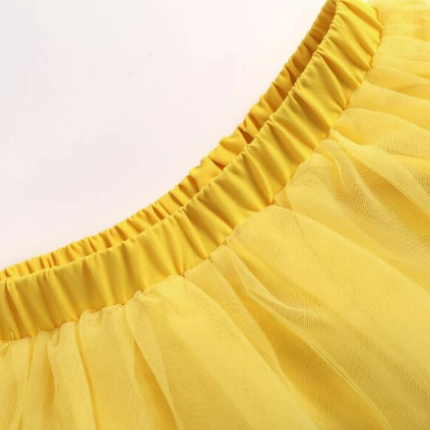 Baby Ruffle Trim Tube Top & Mesh Overlay Skirt & Headband – Image 3
