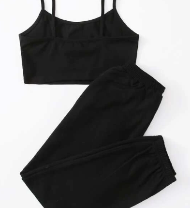 SHEIN Girls Butterfly Patched Crop Cami Top and Sweatpants Set – Image 2
