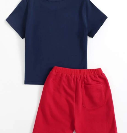 SHEIN Toddler Boys Letter Graphic Tee & Shorts Set – Image 2